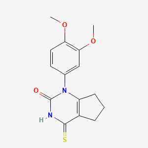molecular formula C15H16N2O3S B2560227 1-(3,4-dimethoxyphenyl)-4-thioxo-3,4,6,7-tetrahydro-1H-cyclopenta[d]pyrimidin-2(5H)-one CAS No. 920158-50-5
