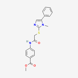 molecular formula C20H19N3O3S B2560231 4-(2-((1-甲基-5-苯基-1H-咪唑-2-基)硫代)乙酰氨基)苯甲酸甲酯 CAS No. 483309-96-2