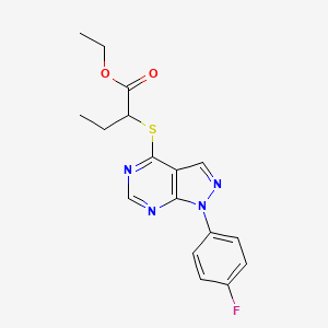 molecular formula C17H17FN4O2S B2560240 ethyl 2-((1-(4-fluorophenyl)-1H-pyrazolo[3,4-d]pyrimidin-4-yl)thio)butanoate CAS No. 893911-11-0