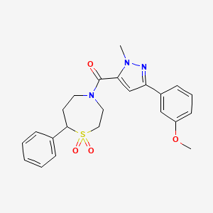 (1,1-dioxido-7-phenyl-1,4-thiazepan-4-yl)(3-(3-methoxyphenyl)-1-methyl-1H-pyrazol-5-yl)methanone