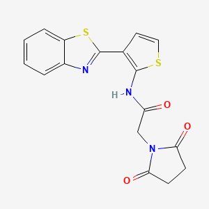 molecular formula C17H13N3O3S2 B2560253 N-(3-(benzo[d]thiazol-2-yl)thiophen-2-yl)-2-(2,5-dioxopyrrolidin-1-yl)acetamide CAS No. 923465-37-6