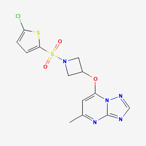 molecular formula C13H12ClN5O3S2 B2560271 1-[(5-Chlorothiophen-2-yl)sulfonyl]-3-({5-methyl-[1,2,4]triazolo[1,5-a]pyrimidin-7-yl}oxy)azetidine CAS No. 2097922-44-4