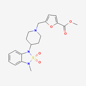 molecular formula C19H23N3O5S B2560274 methyl 5-((4-(3-methyl-2,2-dioxidobenzo[c][1,2,5]thiadiazol-1(3H)-yl)piperidin-1-yl)methyl)furan-2-carboxylate CAS No. 2034608-91-6