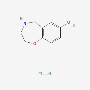 molecular formula C9H12ClNO2 B2560276 2,3,4,5-Tetrahydro-1,4-benzoxazepin-7-ol hydrochloride CAS No. 1989672-73-2