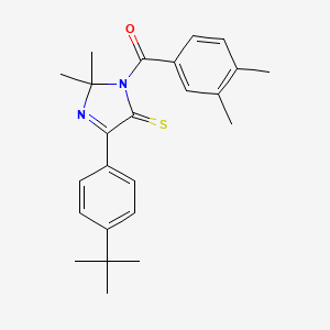 molecular formula C24H28N2OS B2560279 5-(4-叔丁基苯基)-3-(3,4-二甲基苯甲酰)-2,2-二甲基-2,3-二氢-4H-咪唑-4-硫酮 CAS No. 1223794-95-3