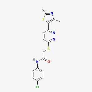 molecular formula C17H15ClN4OS2 B2560282 N-(4-氯苯基)-2-((6-(2,4-二甲基噻唑-5-基)嘧啶-3-基)硫代)乙酰胺 CAS No. 894010-58-3