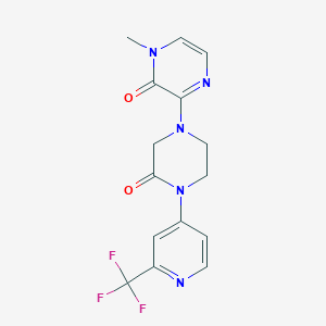 molecular formula C15H14F3N5O2 B2560283 1-Methyl-3-[3-oxo-4-[2-(trifluoromethyl)pyridin-4-yl]piperazin-1-yl]pyrazin-2-one CAS No. 2380099-26-1
