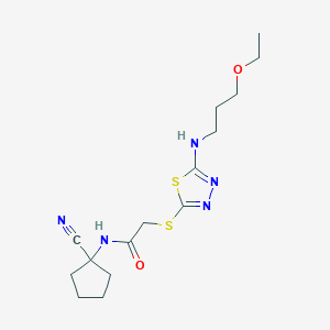 molecular formula C15H23N5O2S2 B2560284 N-(1-cyanocyclopentyl)-2-({5-[(3-ethoxypropyl)amino]-1,3,4-thiadiazol-2-yl}sulfanyl)acetamide CAS No. 923717-52-6