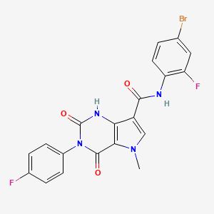 molecular formula C20H13BrF2N4O3 B2560314 N-(4-bromo-2-fluorophenyl)-3-(4-fluorophenyl)-5-methyl-2,4-dioxo-2,3,4,5-tetrahydro-1H-pyrrolo[3,2-d]pyrimidine-7-carboxamide CAS No. 923193-73-1