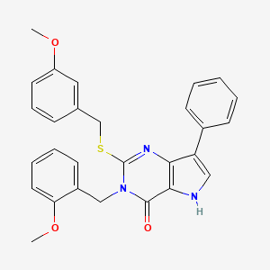 molecular formula C28H25N3O3S B2560329 3-(2-methoxybenzyl)-2-((3-methoxybenzyl)thio)-7-phenyl-3H-pyrrolo[3,2-d]pyrimidin-4(5H)-one CAS No. 1793886-62-0