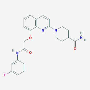 molecular formula C23H23FN4O3 B2560332 1-(8-(2-((3-氟苯基)氨基)-2-氧代乙氧基)喹啉-2-基)哌啶-4-甲酰胺 CAS No. 921512-14-3