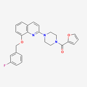 molecular formula C25H22FN3O3 B2560339 (4-(8-((3-氟苄基)氧)喹啉-2-基)哌嗪-1-基)(呋喃-2-基)甲酮 CAS No. 941904-04-7