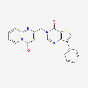molecular formula C21H14N4O2S B2560356 2-[(4-oxo-7-phenylthieno[3,2-d]pyrimidin-3(4H)-yl)methyl]-4H-pyrido[1,2-a]pyrimidin-4-one CAS No. 1105236-79-0