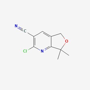 molecular formula C10H9ClN2O B2560362 2-chloro-7,7-dimethyl-5H,7H-furo[3,4-b]pyridine-3-carbonitrile CAS No. 1851912-12-3