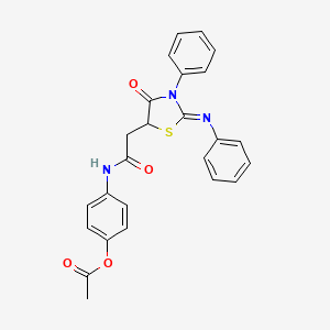 (Z)-4-(2-(4-oxo-3-phenyl-2-(phenylimino)thiazolidin-5-yl)acetamido)phenyl acetate