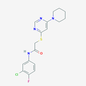 N-(3-chloro-4-fluorophenyl)-2-((6-(piperidin-1-yl)pyrimidin-4-yl)thio)acetamide
