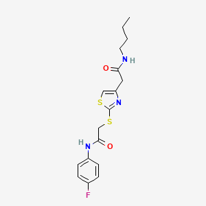 molecular formula C17H20FN3O2S2 B2560400 N-butyl-2-(2-((2-((4-fluorophenyl)amino)-2-oxoethyl)thio)thiazol-4-yl)acetamide CAS No. 941874-09-5