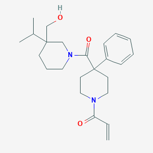 molecular formula C24H34N2O3 B2560403 1-[4-[3-(Hydroxymethyl)-3-propan-2-ylpiperidine-1-carbonyl]-4-phenylpiperidin-1-yl]prop-2-en-1-one CAS No. 2197489-70-4