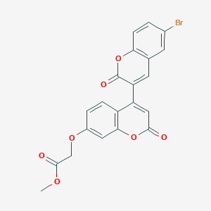 molecular formula C21H13BrO7 B2560409 Methyl 2-[4-(6-bromo-2-oxochromen-3-yl)-2-oxochromen-7-yloxy]acetate CAS No. 890631-35-3