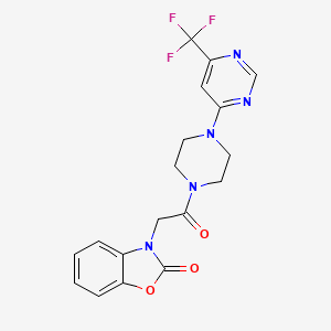 3-(2-oxo-2-(4-(6-(trifluoromethyl)pyrimidin-4-yl)piperazin-1-yl)ethyl)benzo[d]oxazol-2(3H)-one