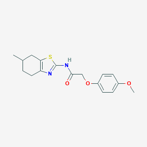 molecular formula C17H20N2O3S B256043 2-(4-methoxyphenoxy)-N-(6-methyl-4,5,6,7-tetrahydro-1,3-benzothiazol-2-yl)acetamide 