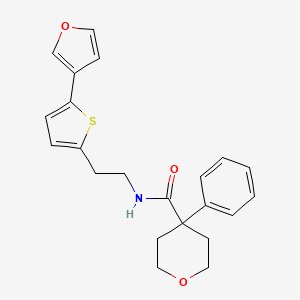 N-(2-(5-(furan-3-yl)thiophen-2-yl)ethyl)-4-phenyltetrahydro-2H-pyran-4-carboxamide