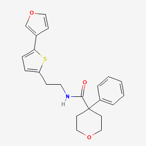 molecular formula C22H23NO3S B2560440 N-(2-(5-(呋喃-3-基)噻吩-2-基)乙基)-4-苯基四氢-2H-吡喃-4-甲酰胺 CAS No. 2034255-32-6