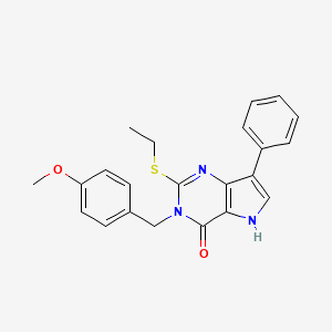 molecular formula C22H21N3O2S B2560441 2-(乙硫基)-3-(4-甲氧基苄基)-7-苯基-3H-吡咯并[3,2-d]嘧啶-4(5H)-酮 CAS No. 2034373-61-8
