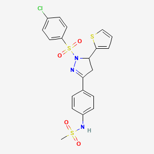 N-[4-[2-(4-chlorophenyl)sulfonyl-3-thiophen-2-yl-3,4-dihydropyrazol-5-yl]phenyl]methanesulfonamide