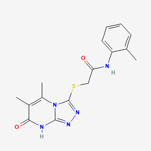 molecular formula C16H17N5O2S B2560443 2-((5,6-dimethyl-7-oxo-7,8-dihydro-[1,2,4]triazolo[4,3-a]pyrimidin-3-yl)thio)-N-(o-tolyl)acetamide CAS No. 891129-19-4