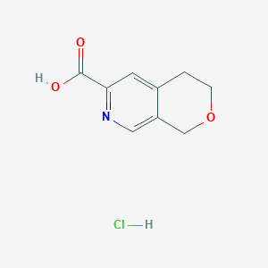 molecular formula C9H10ClNO3 B2560447 3,4-二氢-1H-吡喃并[3,4-c]吡啶-6-羧酸；盐酸盐 CAS No. 2411276-17-8