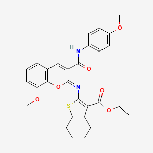 (Z)-ethyl 2-((8-methoxy-3-((4-methoxyphenyl)carbamoyl)-2H-chromen-2-ylidene)amino)-4,5,6,7-tetrahydrobenzo[b]thiophene-3-carboxylate
