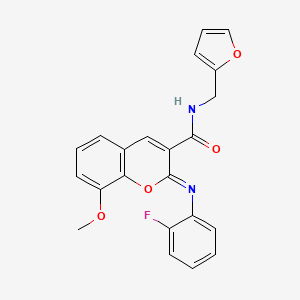 (2Z)-2-[(2-fluorophenyl)imino]-N-(furan-2-ylmethyl)-8-methoxy-2H-chromene-3-carboxamide