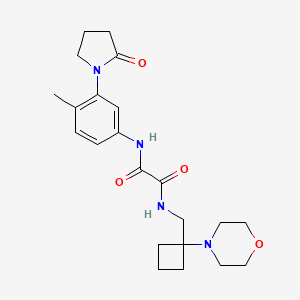 molecular formula C22H30N4O4 B2560466 N'-[4-Methyl-3-(2-oxopyrrolidin-1-yl)phenyl]-N-[(1-morpholin-4-ylcyclobutyl)methyl]oxamide CAS No. 2380193-09-7