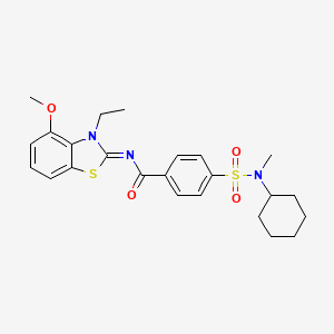 molecular formula C24H29N3O4S2 B2560475 (Z)-4-(N-环己基-N-甲基磺酰基)-N-(3-乙基-4-甲氧基苯并[d]噻唑-2(3H)-亚甲基)苯甲酰胺 CAS No. 533868-45-0