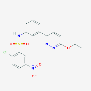 molecular formula C18H15ClN4O5S B2560478 2-chloro-N-(3-(6-ethoxypyridazin-3-yl)phenyl)-5-nitrobenzenesulfonamide CAS No. 903281-55-0