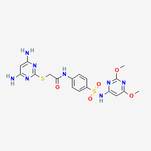 molecular formula C18H20N8O5S2 B2560485 2-[(4,6-diaminopyrimidin-2-yl)sulfanyl]-N-{4-[(2,6-dimethoxypyrimidin-4-yl)sulfamoyl]phenyl}acetamide CAS No. 637326-83-1