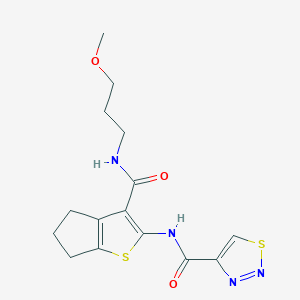 molecular formula C15H18N4O3S2 B256049 N-{3-[(3-methoxypropyl)carbamoyl]-5,6-dihydro-4H-cyclopenta[b]thiophen-2-yl}-1,2,3-thiadiazole-4-carboxamide 