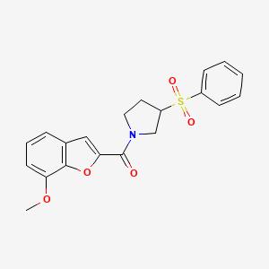 (7-Methoxybenzofuran-2-yl)(3-(phenylsulfonyl)pyrrolidin-1-yl)methanone