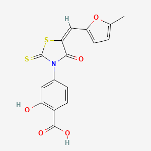 2-hydroxy-4-[(5E)-5-[(5-methylfuran-2-yl)methylidene]-4-oxo-2-sulfanylidene-1,3-thiazolidin-3-yl]benzoic acid