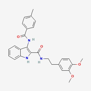molecular formula C27H27N3O4 B2560506 N-(3,4-二甲氧基苯乙基)-3-(4-甲基苯甲酰胺)-1H-吲哚-2-甲酰胺 CAS No. 1030126-53-4