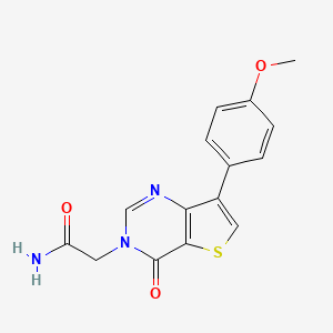 molecular formula C15H13N3O3S B2560512 2-(7-(4-methoxyphenyl)-4-oxothieno[3,2-d]pyrimidin-3(4H)-yl)acetamide CAS No. 1207046-77-2