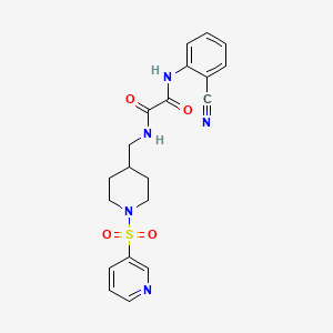 molecular formula C20H21N5O4S B2560520 N1-(2-cyanophenyl)-N2-((1-(pyridin-3-ylsulfonyl)piperidin-4-yl)methyl)oxalamide CAS No. 1448045-97-3