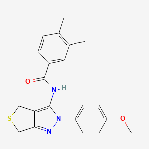 molecular formula C21H21N3O2S B2560522 N-[2-(4-methoxyphenyl)-4,6-dihydrothieno[3,4-c]pyrazol-3-yl]-3,4-dimethylbenzamide CAS No. 392255-95-7