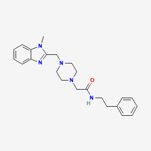 molecular formula C23H29N5O B2560523 N-(2-phényléthyl)-2-(4-((1-méthyl-1H-benzo[d]imidazol-2-yl)méthyl)pipérazin-1-yl)acétamide CAS No. 1172424-40-6