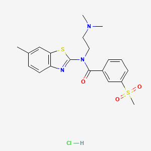 molecular formula C20H24ClN3O3S2 B2560527 N-(2-(dimethylamino)ethyl)-N-(6-methylbenzo[d]thiazol-2-yl)-3-(methylsulfonyl)benzamide hydrochloride CAS No. 1215417-40-5