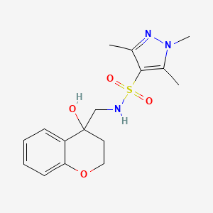 molecular formula C16H21N3O4S B2560533 N-((4-hydroxychroman-4-yl)methyl)-1,3,5-trimethyl-1H-pyrazole-4-sulfonamide CAS No. 1448133-89-8