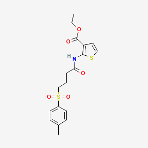 molecular formula C18H21NO5S2 B2560536 Ethyl 2-(4-tosylbutanamido)thiophene-3-carboxylate CAS No. 922910-45-0