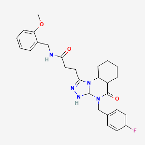 B2560548 3-{4-[(4-fluorophenyl)methyl]-5-oxo-4H,5H-[1,2,4]triazolo[4,3-a]quinazolin-1-yl}-N-[(2-methoxyphenyl)methyl]propanamide CAS No. 902960-20-7