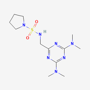 molecular formula C12H23N7O2S B2560551 N-((4,6-bis(dimethylamino)-1,3,5-triazin-2-yl)methyl)pyrrolidine-1-sulfonamide CAS No. 2034519-45-2